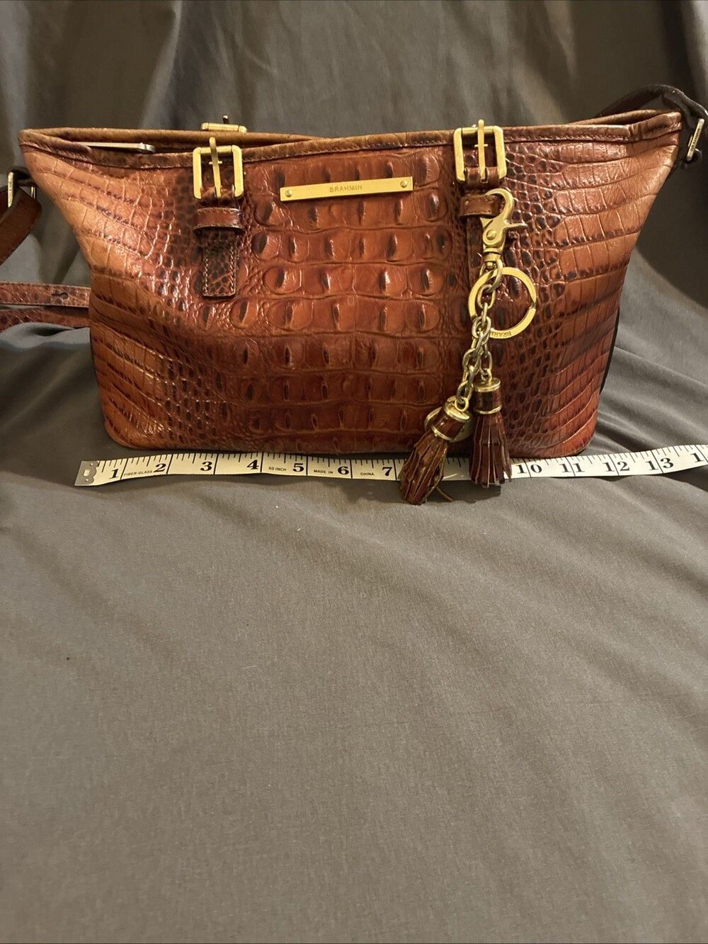 Brahmin Melbourne Mini Asher Leather Shoulder Bag Croc Embossed - Picture 8 of 16
